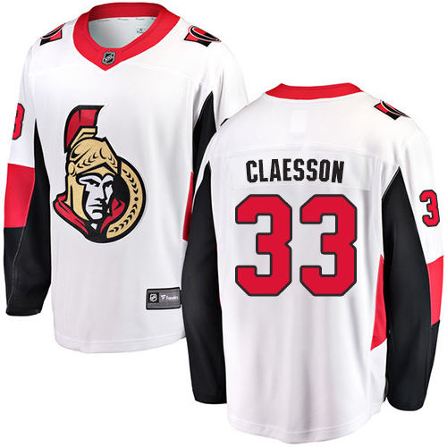 Herren Ottawa Senators Eishockey Trikot Fredrik Claesson #33 Breakaway Weiß Fanatics Branded Auswärts